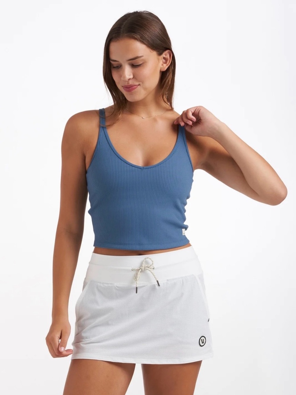 Vuori Rib Crop Tank, XS, Pool Blue, New without tags